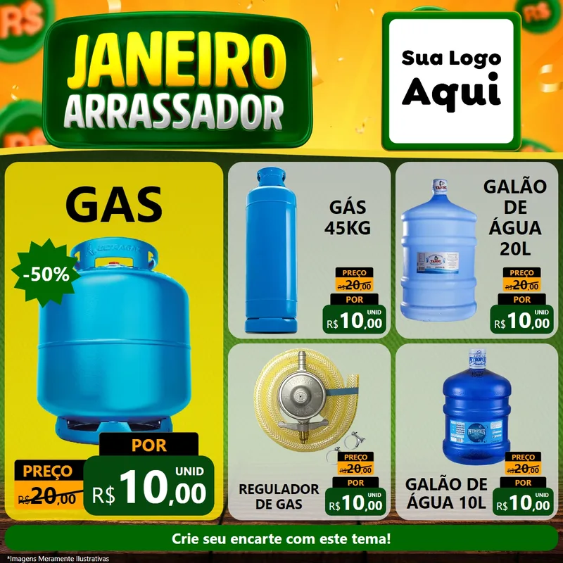 Modelo de Rede Social para Feed Facebook com o tema Janeiro Arrasador para Água e gás