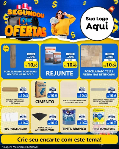 Modelo de Rede Social para Feed Instagram com o tema Segundou de Ofertas para Pisos e revestimentos