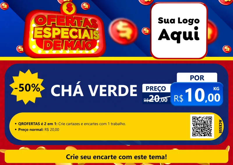 Modelo de Cartaz para Cartaz A4 Horizontal com o tema Ofertas Especiais de Maio para Produtos Naturais