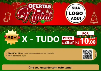 Modelo de Cartaz para Cartaz A4 Horizontal com o tema Ofertas de Natal para Hamburgueria