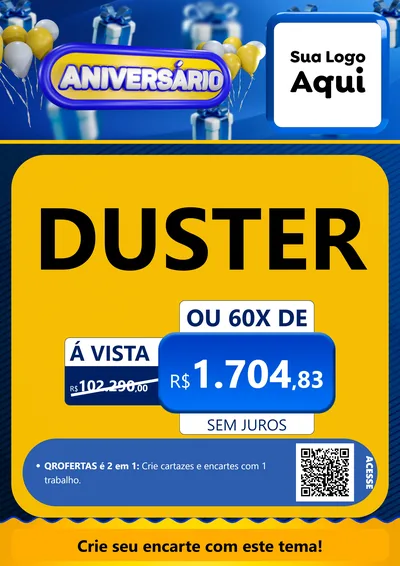 Modelo de Cartaz para Cartaz A4 Vertical com o tema Aniversário para Concessionaria de Carros