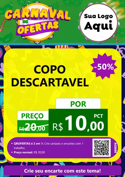 Modelo de Cartaz para Cartaz A4 Vertical com o tema Carnaval de Ofertas para Embalagens