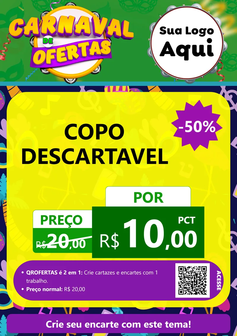 Modelo de Cartaz para Cartaz A4 Vertical com o tema Carnaval de Ofertas para Embalagens