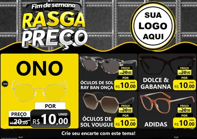 Modelo de Encarte para Encarte A4 Horizontal com o tema Fim de Semana Rasga Preço para Óticas