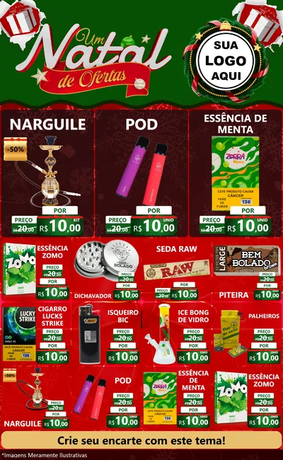 Modelo de Encarte para Encarte Grande com o tema Um Natal de Ofertas para Tabacaria