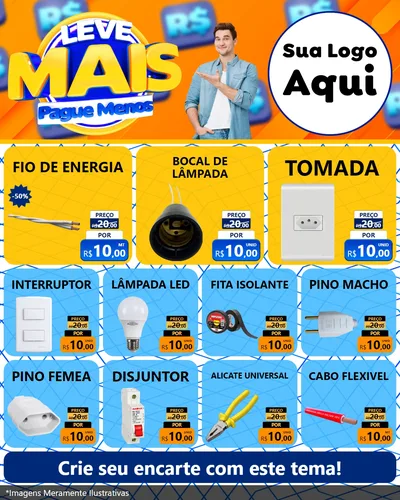 Modelo de Rede Social para Feed Instagram com o tema Leve Mais, Pague Menos para Materiais Elétricos