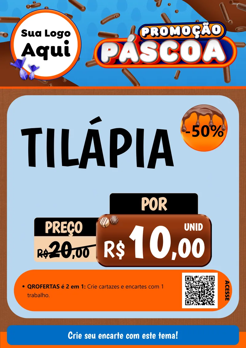 Modelo de Cartaz para Cartaz A4 Vertical com o tema Promoção Páscoa para Peixaria