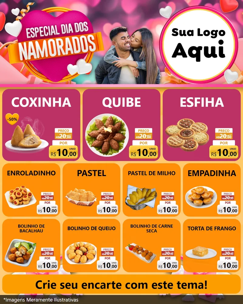 Modelo de Rede Social para Feed Instagram com o tema Especial Dia dos Namorados para Salgadaria