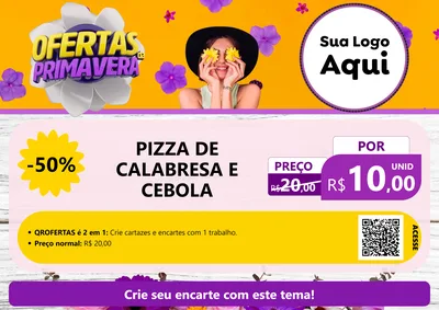 Modelo de Cartaz para Cartaz A4 Horizontal com o tema Ofertas Da Primavera para Pizzaria