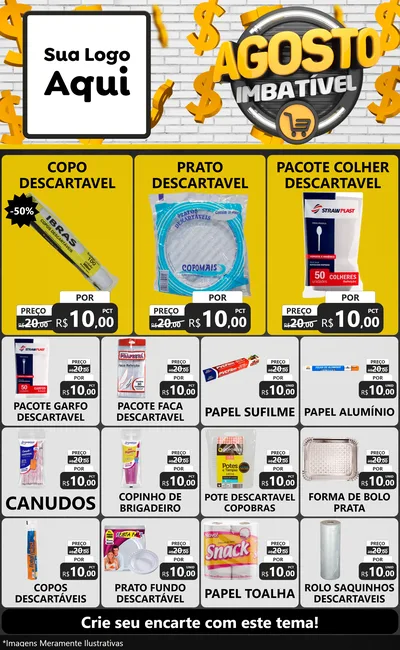 Modelo de Encarte para Encarte Grande com o tema Agosto imbatível para Embalagens