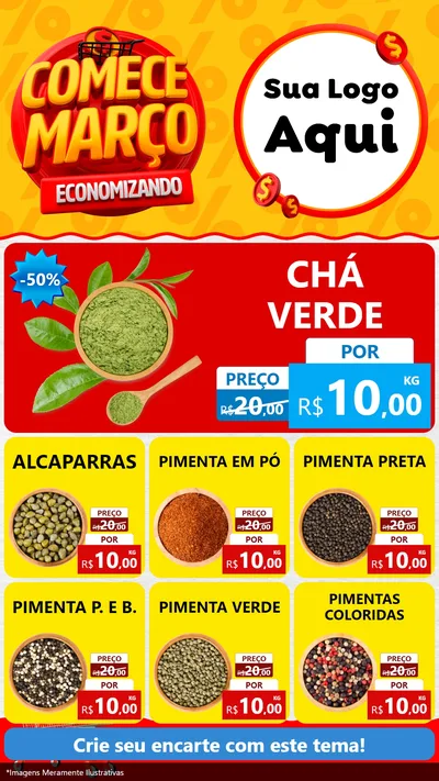 Modelo de Rede Social para Stories com o tema Comece Março Economizando para Produtos Naturais