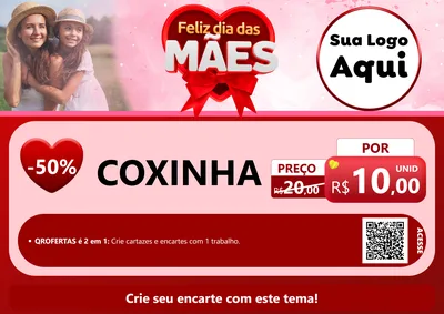 Modelo de Cartaz para Cartaz A4 Horizontal com o tema Feliz Dia Das Mães para Salgadaria
