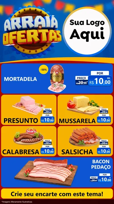Modelo de TV para TV Vertical com o tema Arraiá de Ofertas - Junina para Frios e Laticínios