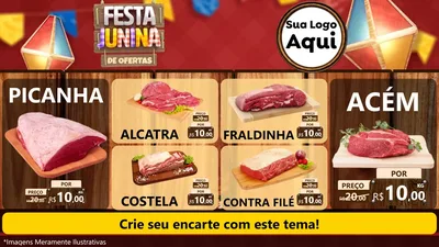 Modelo de TV para TV Horizontal com o tema Festa Junina de Ofertas para Açougue