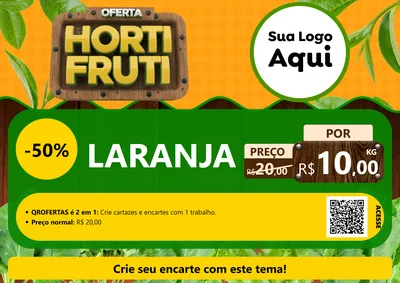 Modelo de Cartaz para Cartaz A4 Horizontal com o tema Oferta Hortifrúti para Hortifrúti