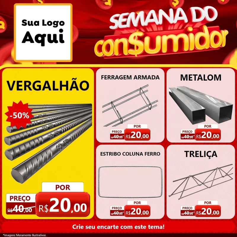 Modelo de Rede Social para Feed Facebook com o tema Semana do Consumidor para Ferragens