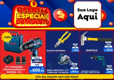 Modelo de Encarte para Encarte A4 Horizontal com o tema Ofertas Especiais de Agosto para Maquinas e Ferramentas