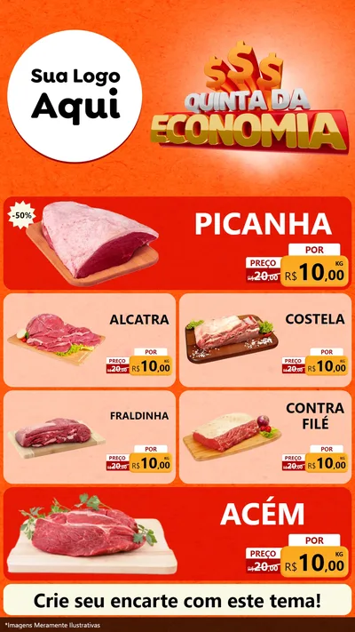 Modelo de TV para TV Vertical com o tema Quinta da Economia para Açougue