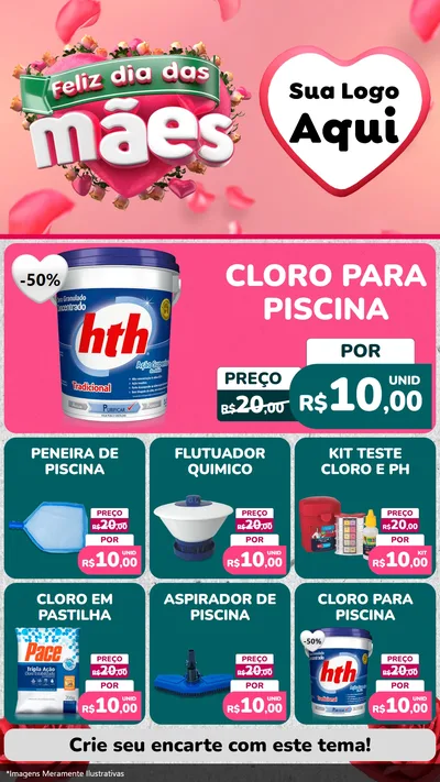 Modelo de Rede Social para Stories com o tema Feliz Dia das Mães para Produtos para Piscina