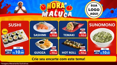 Modelo de TV para TV Horizontal com o tema Hora Maluca para Comida japonesa