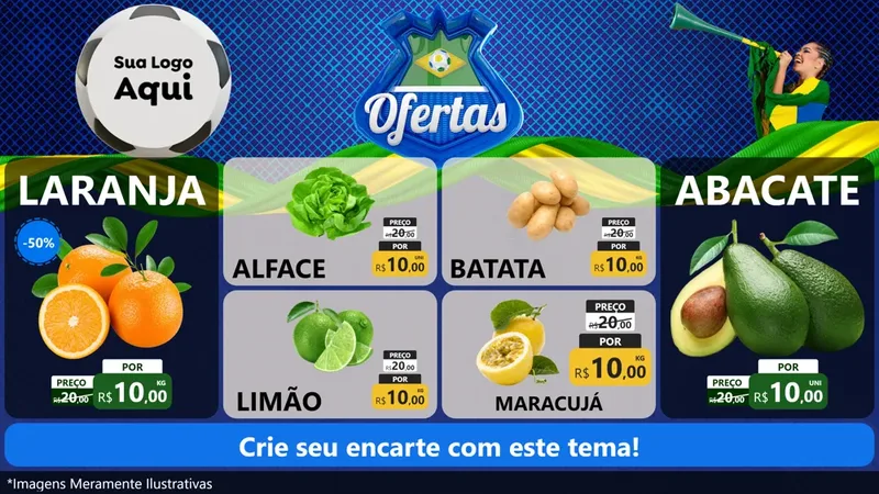 Modelo de TV para TV Horizontal com o tema Ofertas (Futebol) para Hortifrúti