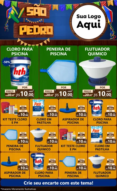 Modelo de Encarte para Encarte Grande com o tema São Pedro para Produtos para Piscina