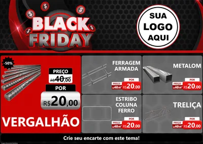Modelo de Encarte para Encarte A4 Horizontal com o tema Black Friday para Ferragens