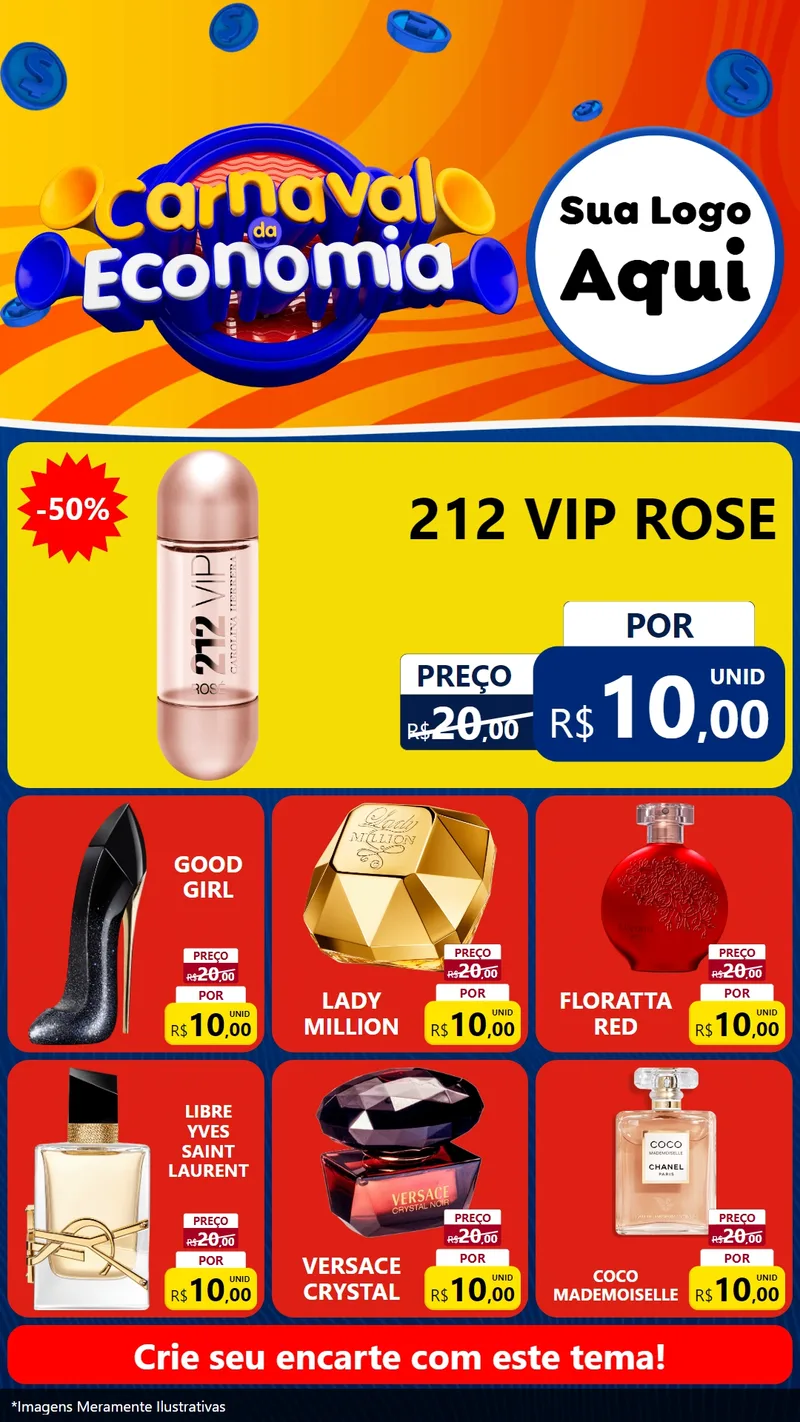 Modelo de Rede Social para Stories com o tema Carnaval da Economia para Perfumes
