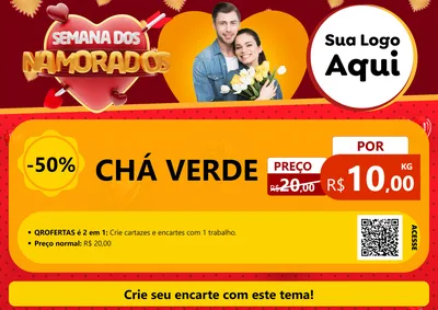 Modelo de Cartaz para Cartaz A4 Horizontal com o tema Semana dos Namorados para Produtos Naturais