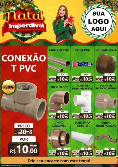 Modelo de Encarte para Encarte A4 Vertical com o tema Natal Imperdível para Tubos e conexões