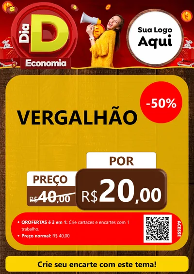 Modelo de Cartaz para Cartaz A4 Vertical com o tema Dia D Economia para Ferragens