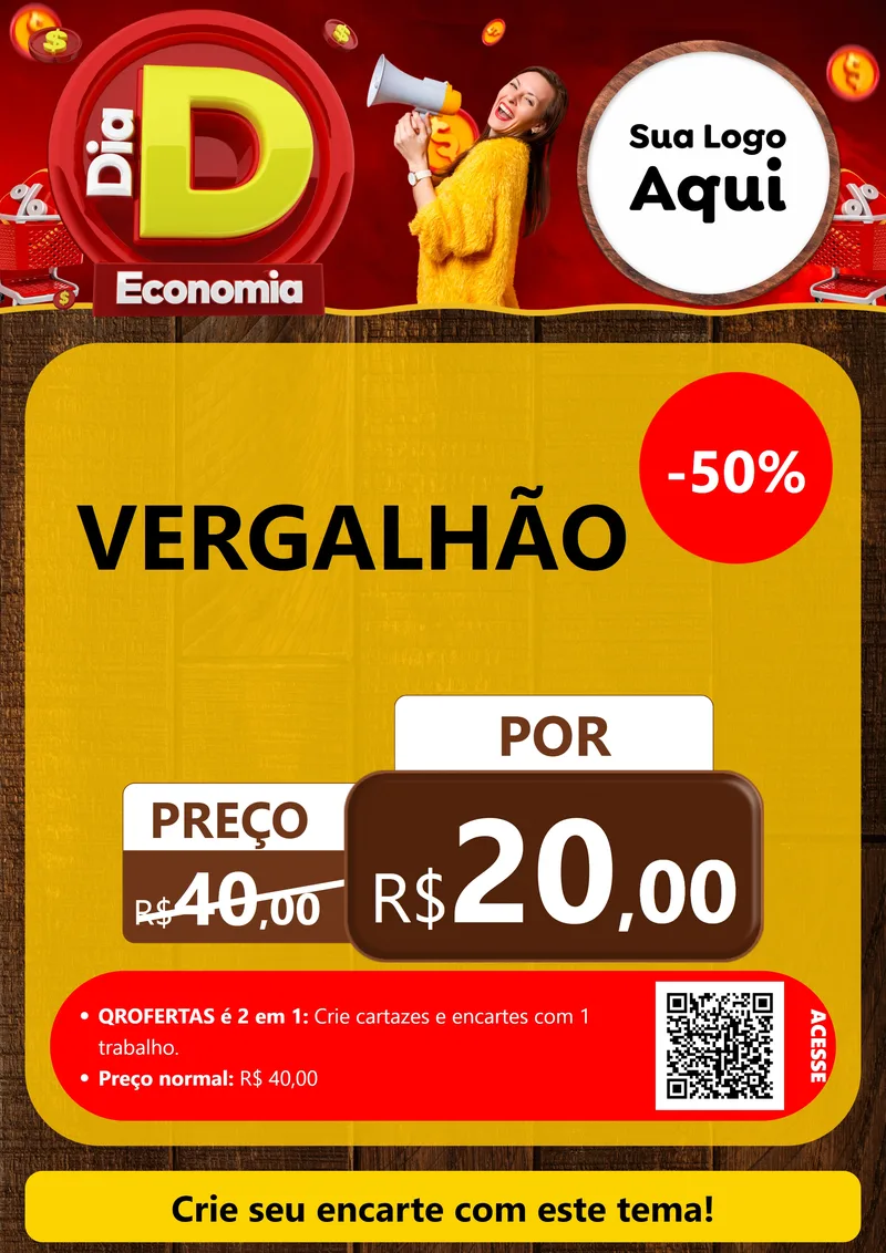 Modelo de Cartaz para Cartaz A4 Vertical com o tema Dia D Economia para Ferragens