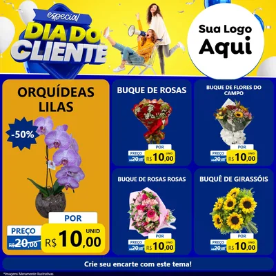 Modelo de Rede Social para Feed Facebook com o tema Especial Dia do Cliente para Floricultura e jardim