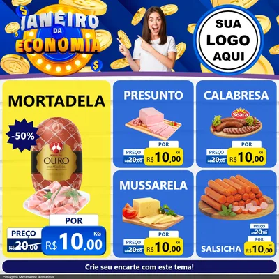 Modelo de Rede Social para Feed Facebook com o tema Janeiro da Economia para Frios e Laticínios