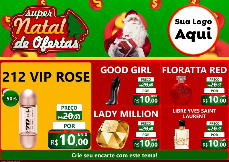 Modelo de Encarte para Encarte A4 Horizontal com o tema Super Natal de Ofertas para Perfumes