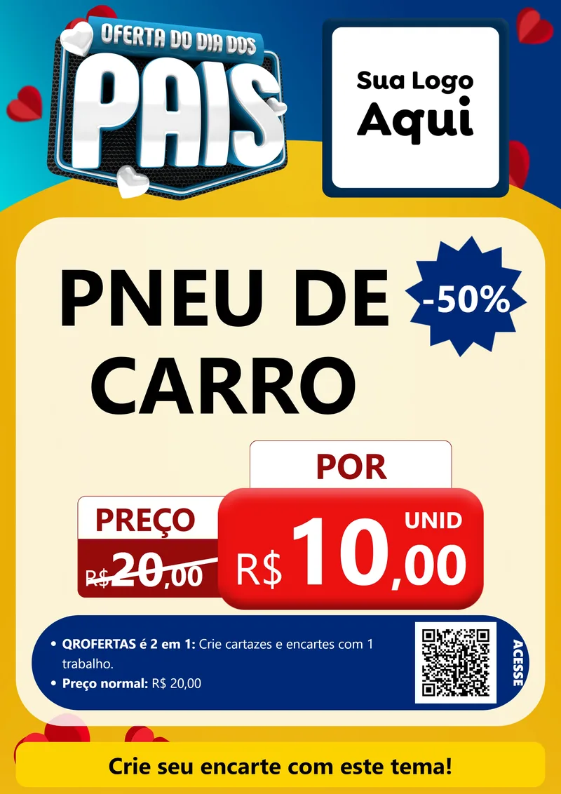Modelo de Cartaz para Cartaz A4 Vertical com o tema Oferta Do Dia Dos Pais para Auto peças
