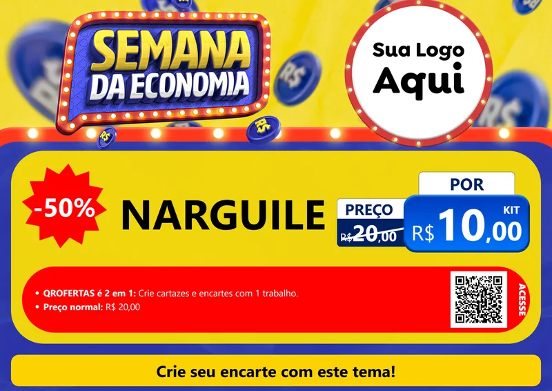 Modelo de Cartaz para Cartaz A4 Horizontal com o tema Semana da Economia para Tabacaria