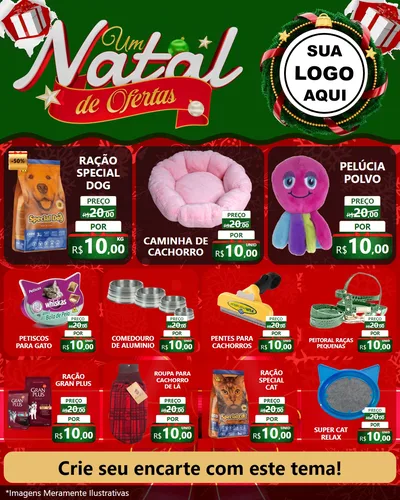 Modelo de Rede Social para Feed Instagram com o tema Um Natal de Ofertas para Pet Shop