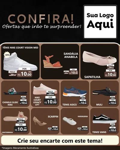 Modelo de Rede Social para Feed Instagram com o tema Confira! Ofertas que irão te surpreender! para Calçados