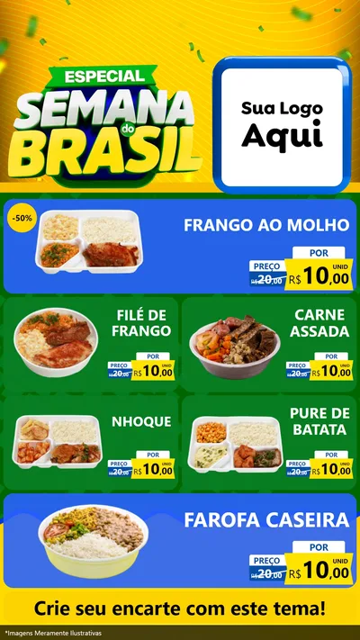 Modelo de TV para TV Vertical com o tema Especial Semana do Brasil para Restaurante