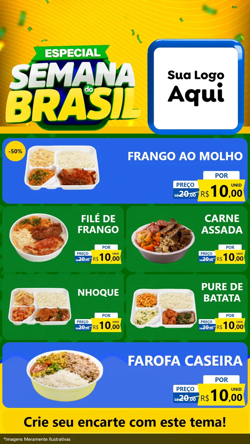 Modelo de TV para TV Vertical com o tema Especial Semana do Brasil para Restaurante