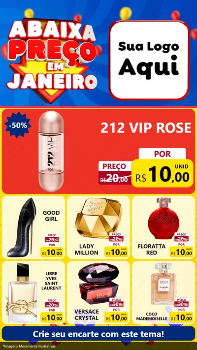 Modelo de Rede Social para Stories com o tema Abaixa Preço em Janeiro para Perfumes
