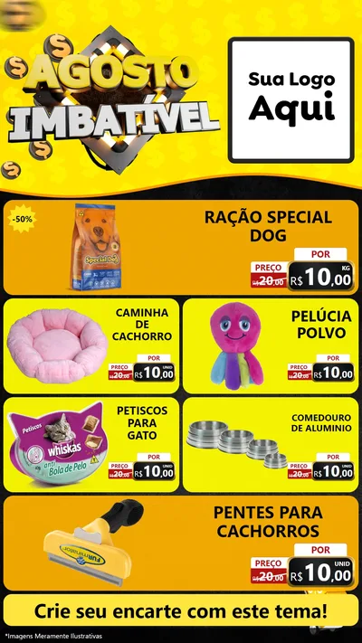 Modelo de TV para TV Vertical com o tema Agosto Imbatível para Pet Shop