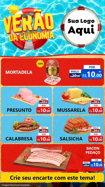 Modelo de TV para TV Vertical com o tema Verão da Economia para Frios e Laticínios