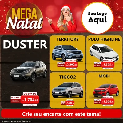 Modelo de Rede Social para Feed Facebook com o tema Mega Natal para Concessionaria de Carros