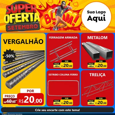Modelo de Rede Social para Feed Facebook com o tema Super Oferta Setembro para Ferragens