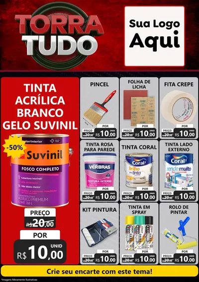 Modelo de Encarte para Encarte A4 Vertical com o tema Torra Tudo para Tintas e Ferramentas