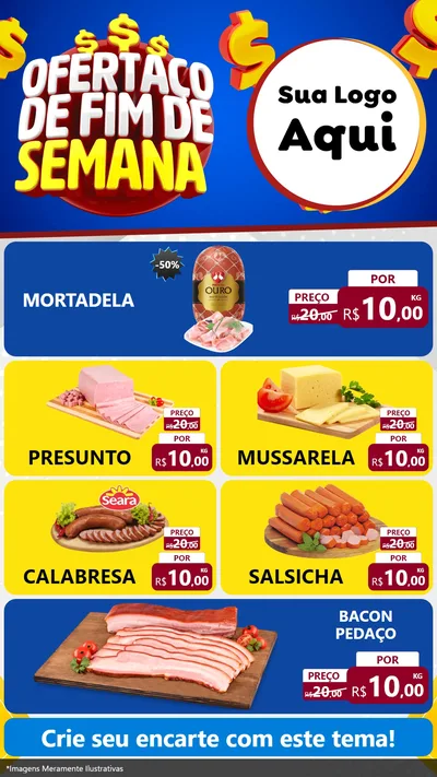 Modelo de TV para TV Vertical com o tema Ofertaço de Fim de Semana para Frios e Laticínios