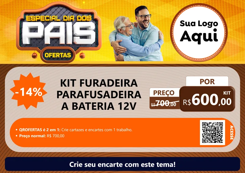 Modelo de Cartaz para Cartaz A4 Horizontal com o tema Especial Dia dos Pais para Maquinas e Ferramentas