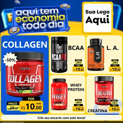 Modelo de Rede Social para Feed Facebook com o tema Aqui Tem Economia Todo Dia para Suplementos alimentares